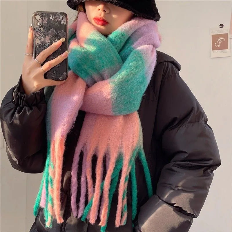 Warmer Kaschmir-Imitat Schal Langer Pashmina Foulard für Damen