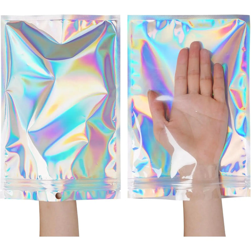 Sacs holographiques épais en Mylar avec fenêtre transparente, 10/20/50/100 pièces