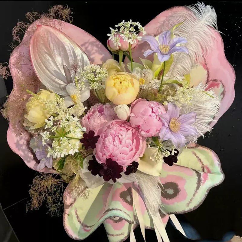Schmetterlingsflügelförmiges Blumenstrauß-Geschenkpapier Kristall Transparent DIY
