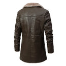 Men's Plush Leather Jacket Warm Winter Leather Coat