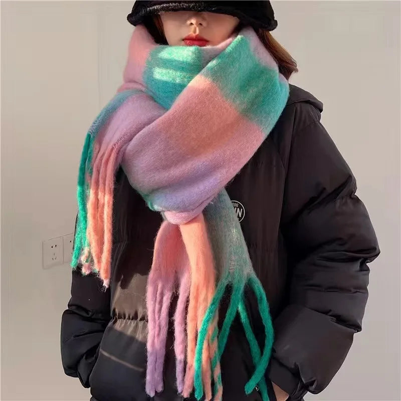 Warmer Kaschmir-Imitat Schal Langer Pashmina Foulard für Damen