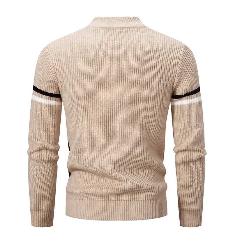 Men's stand-up collar sweater collage color