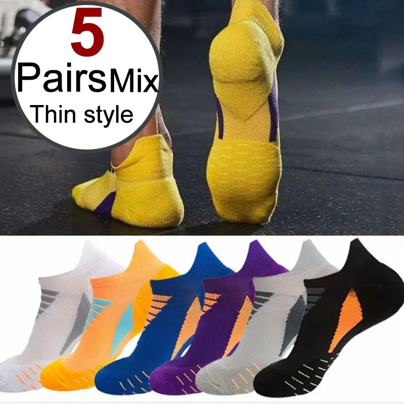 5 Paar Herren Laufsport Socken schnell trocknende rutsch feste Boots Sport Socken