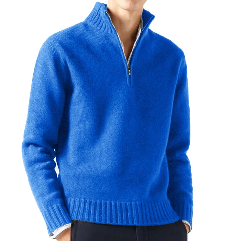 Herren Pullover mit Stehkragen einfarbig