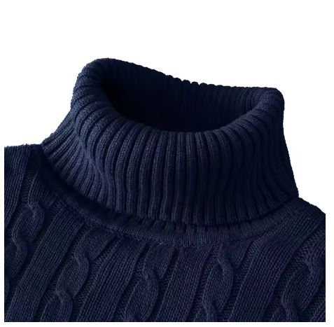 Men's casual turtleneck sweater in solid color