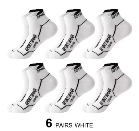 6 Paar Herren Sport Socken aus reiner Baumwolle dünne Outdoor-Sportarten atmungsaktive