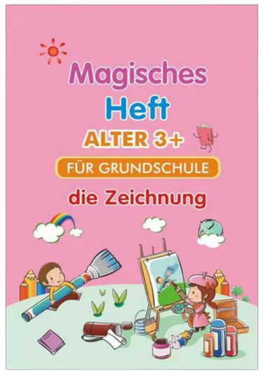 Magic Book, Vorschule Übungs Schreibheft mit hartem Stift und Rillen DEUTSCH o. ENGLISCH