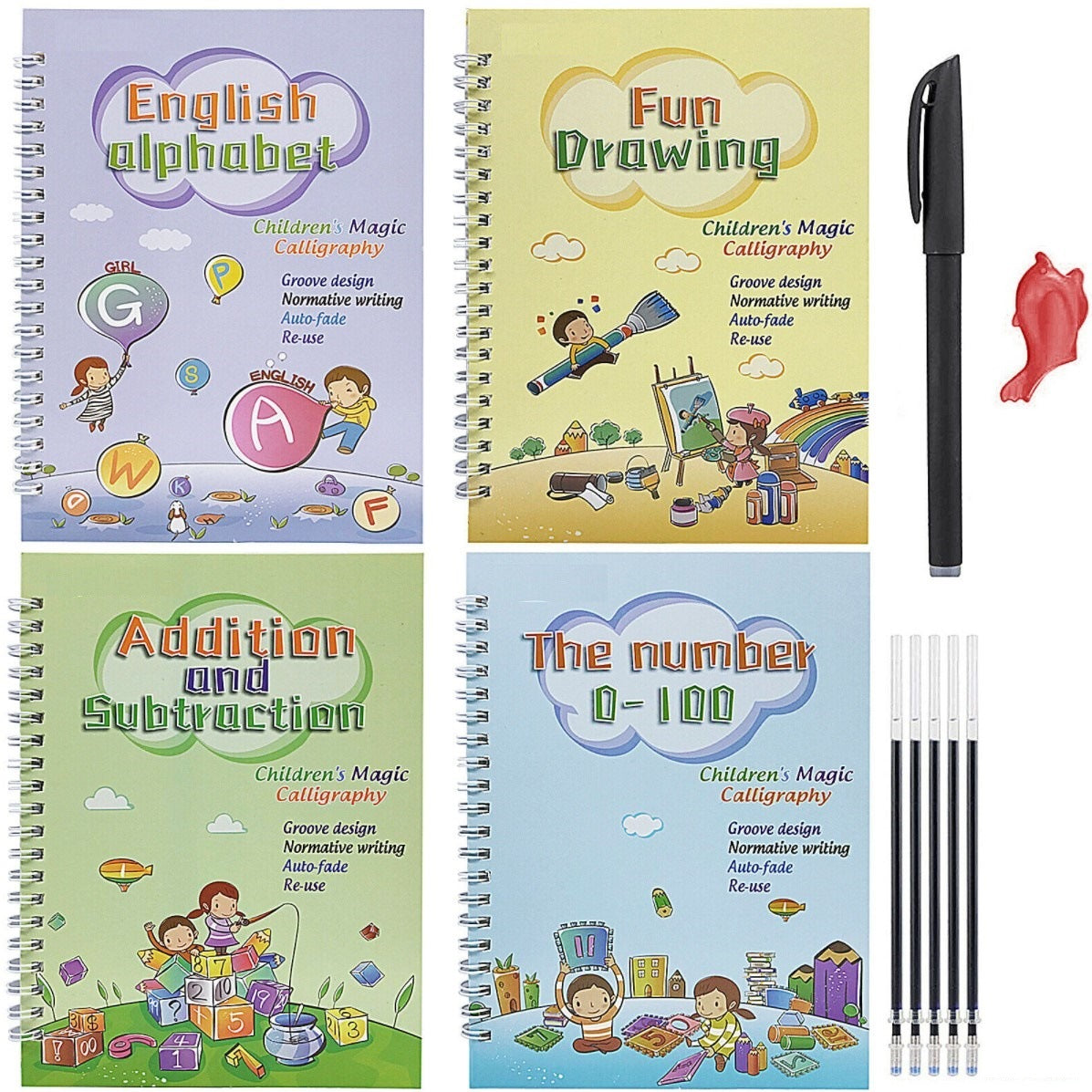 Magic Book, Vorschule Übungs Schreibheft mit hartem Stift und Rillen ENGLISCH o. SPANISCH