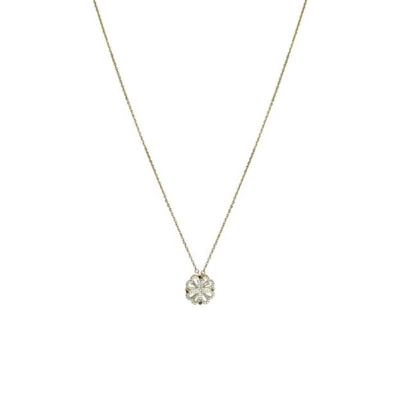Retro Magnetic Folding Herz Förmigen Vier Kleeblatt Anhänger Halskette Öffnende Choker Schmuck
