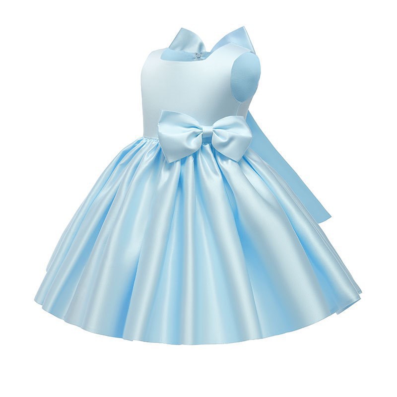Mädchen Einfarbiges Prinzessin Kleid mit großer Schleife