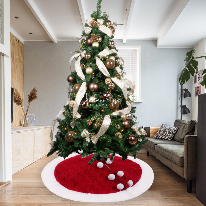 Weihnachten Pompon Strick Weihnachtsbaumrock Unterschürze Schal