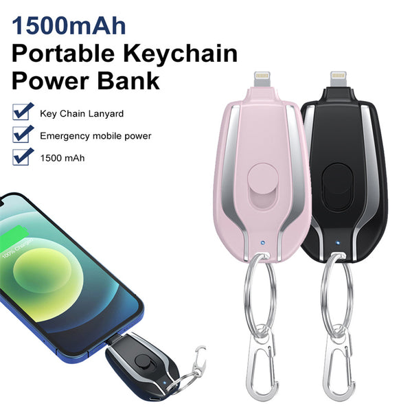 Mini Keychain Schlüsselanhänger Notfall Power Bank 1500mAh