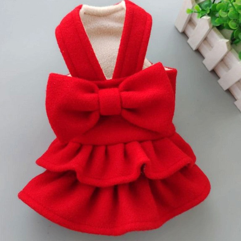 Hundebekleidung Süßes, einfarbiges rotes Kleid Weihnachten New Year