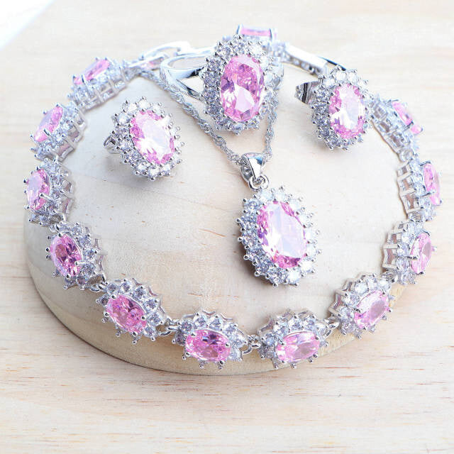Edler Zirkonia Damen Schmuck Brautschmuck Set Silber 925