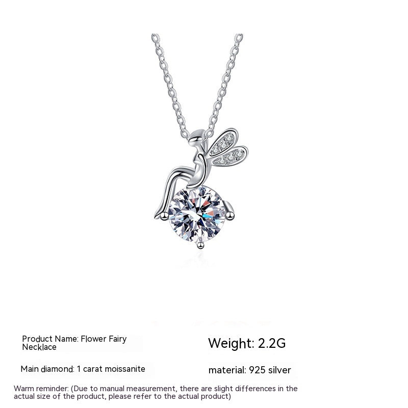 Moissanite 925 Sterling Silber FARCENT Halskette "Blumenfee" für Damen
