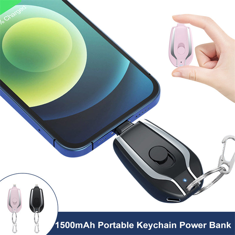 Mini Keychain Schlüsselanhänger Notfall Power Bank 1500mAh