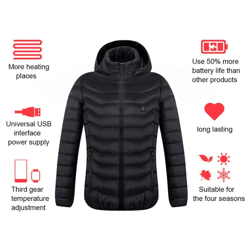 Herren Thermo beheizte Baumwolljacke mit USB Heizfunktion