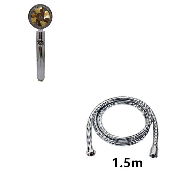 Propellergetriebener Duschkopf mit Stoptaste und Baumwollfilter, Hochdruck Handbrause mit Turbolader