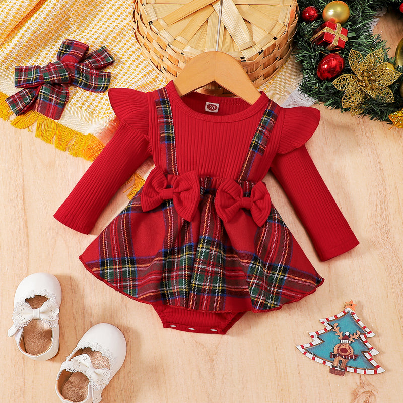 Baby Weihnachten New Year Rotes Strampler Kleid mit Haarband