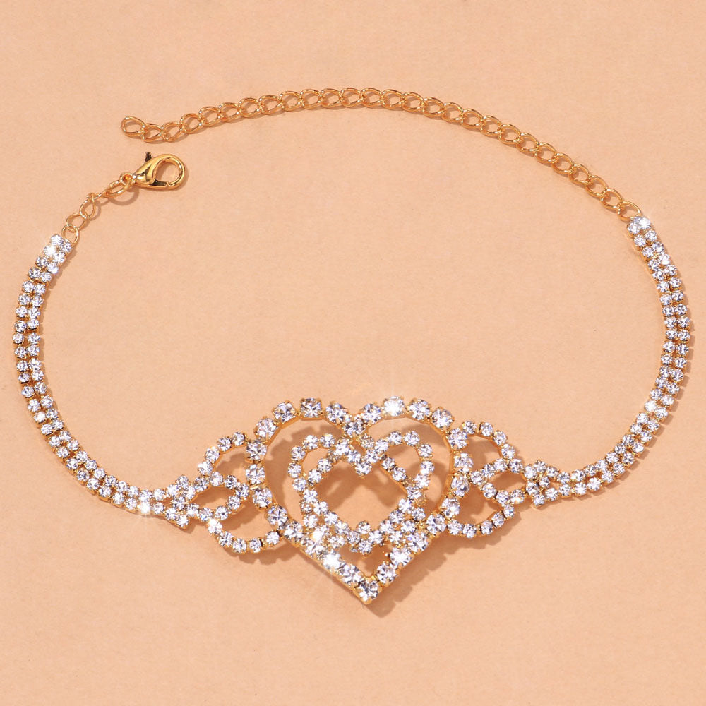 Strass Fußkettchen Schmuck Liebe