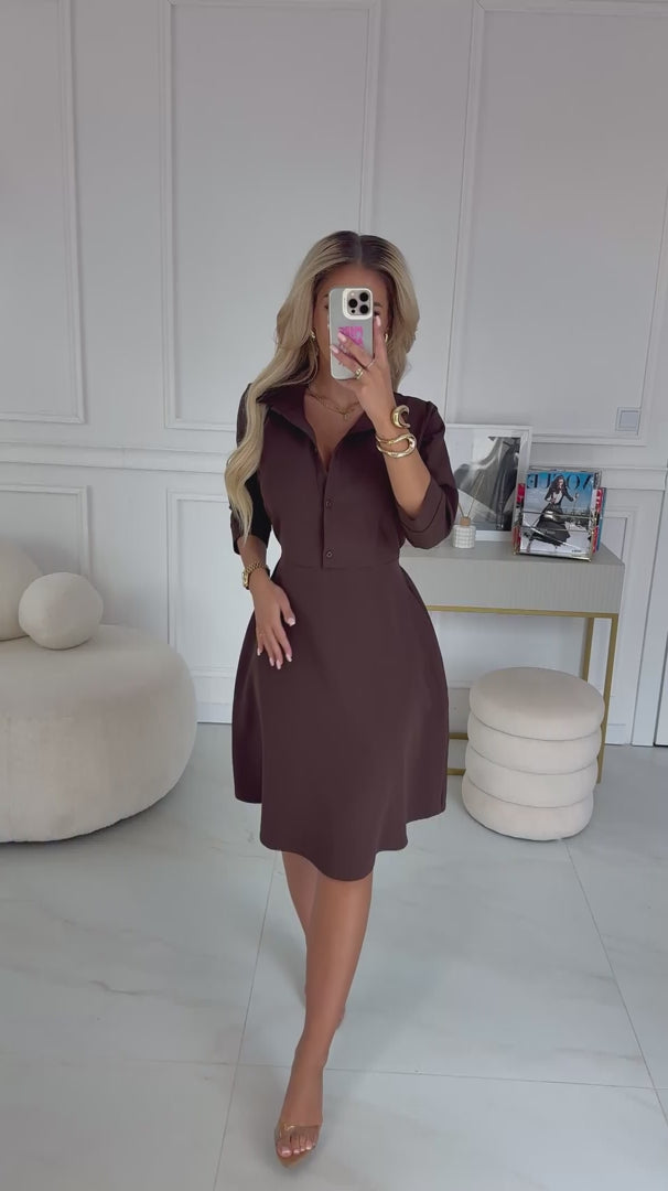 Damen Hemdkleid Alltagskleid von Numoco braun Model