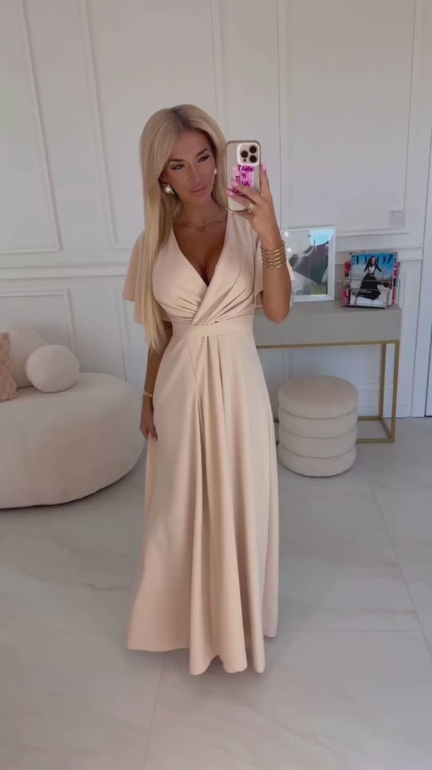 Damen elegantes Maxi-Kleid "Jennifer" von Numoco beige Model