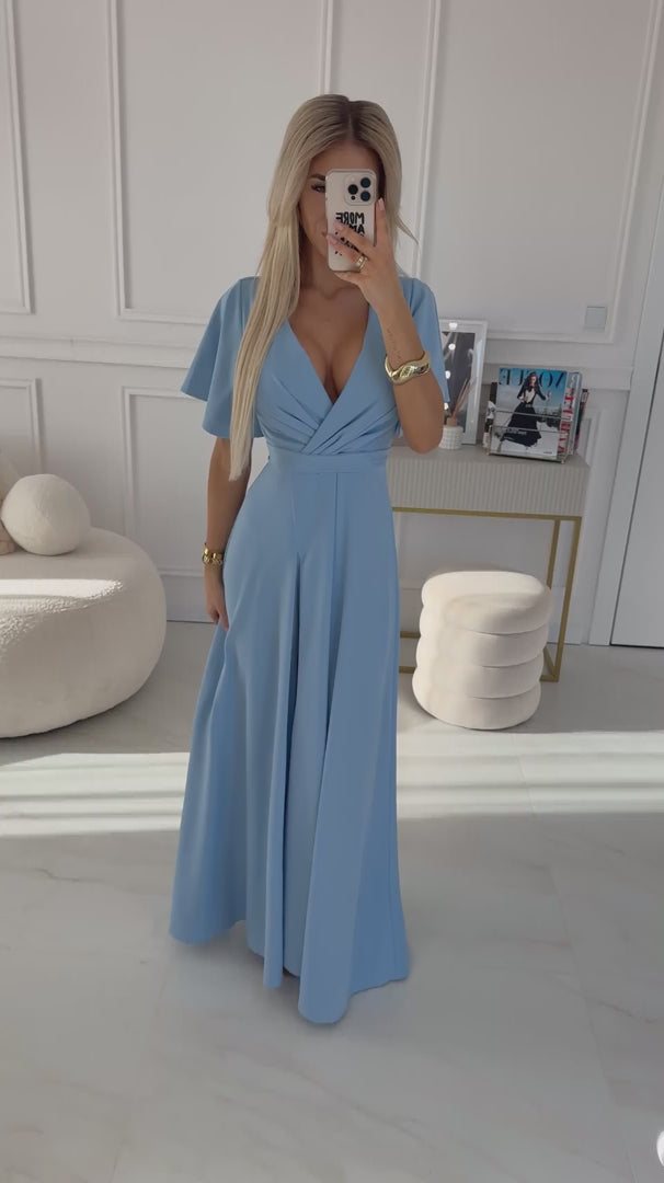 Damen elegantes Maxi-Kleid "Jennifer" von Numoco hellblau Model