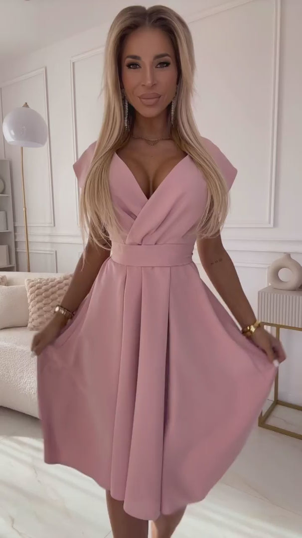 Damen Cocktailkleid mit Gürtel von Numoco rosa Model