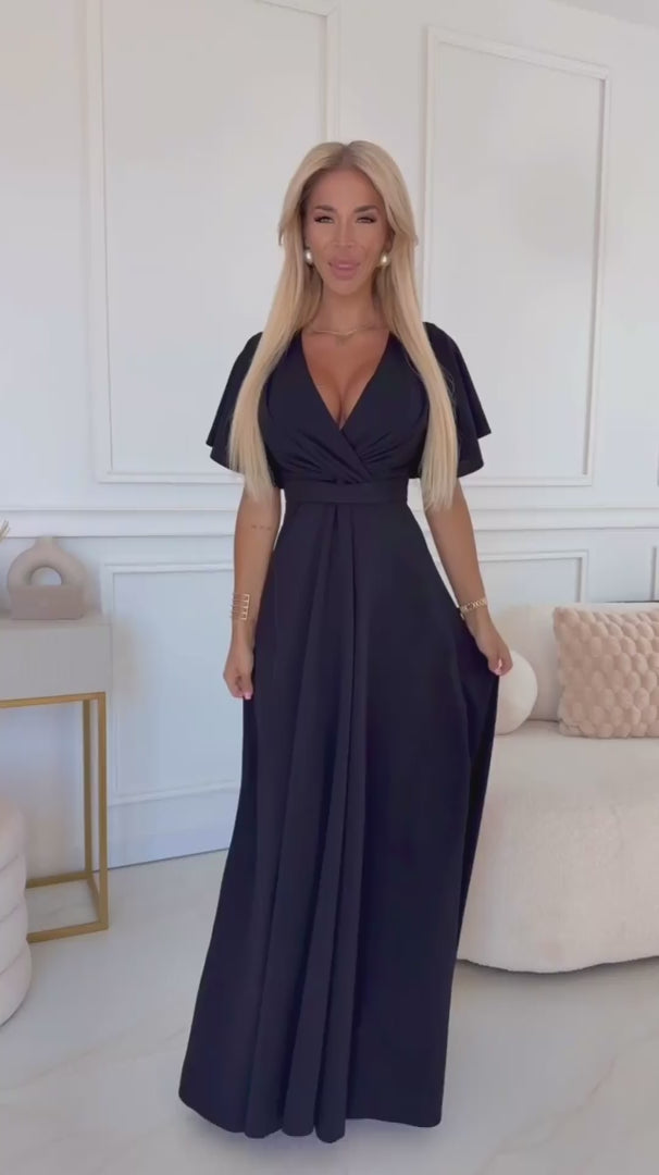 Damen elegantes Maxi-Kleid "Jennifer" von Numoco schwarz Model