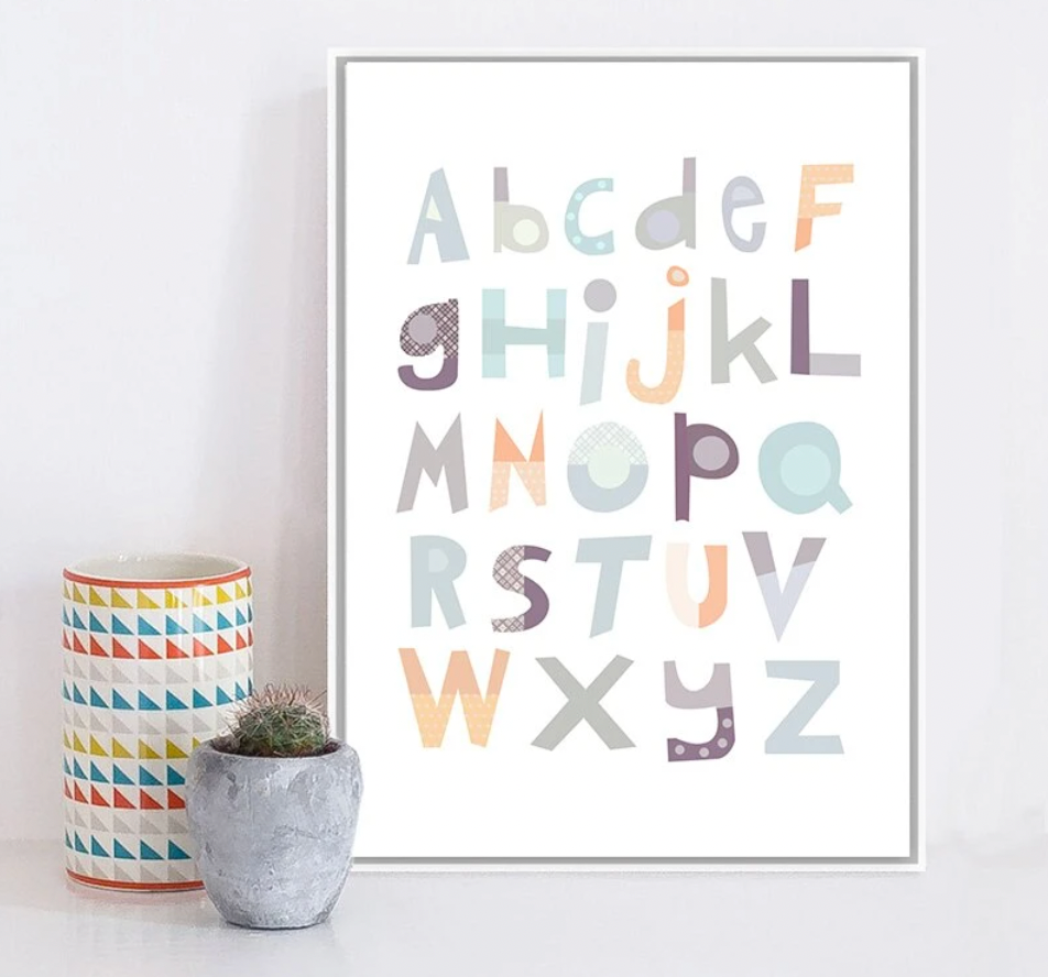 Alphabet Wand Kunst Leinwand Malerei