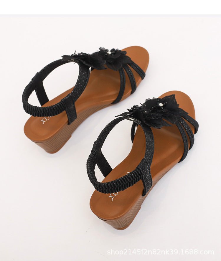 Damen Blumen Sandalen mit Keilabsatz - Amazing Mall