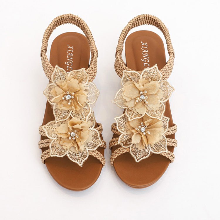 Damen Blumen Sandalen mit Keilabsatz - Amazing Mall