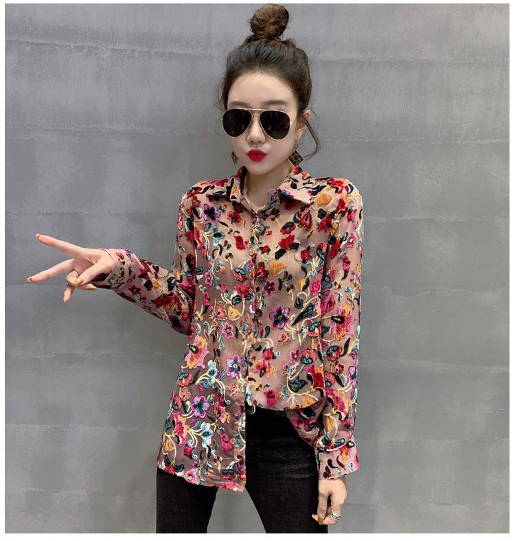 Damen Bluse mit Floraler Stickerei - Amazing Mall