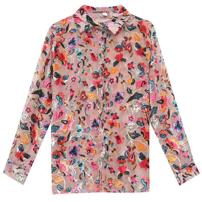 Damen Bluse mit Floraler Stickerei - Amazing Mall