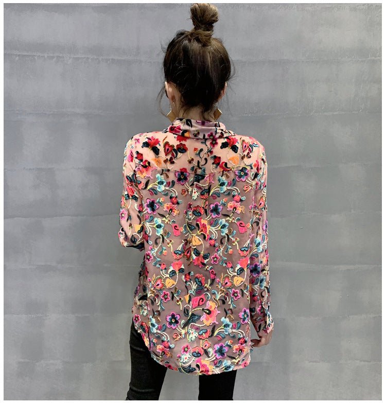 Damen Bluse mit Floraler Stickerei - Amazing Mall