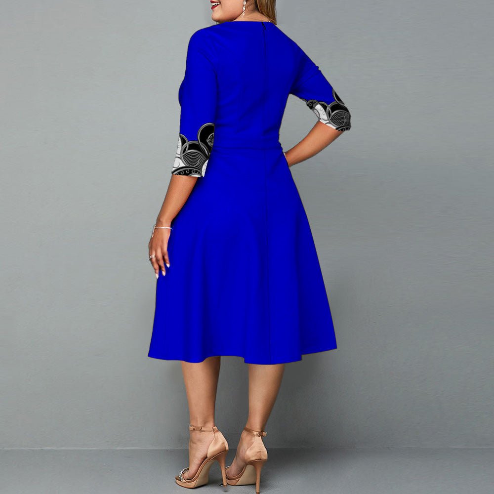 Damen Elegantes Midi Kleid mit Druck - Amazing Mall