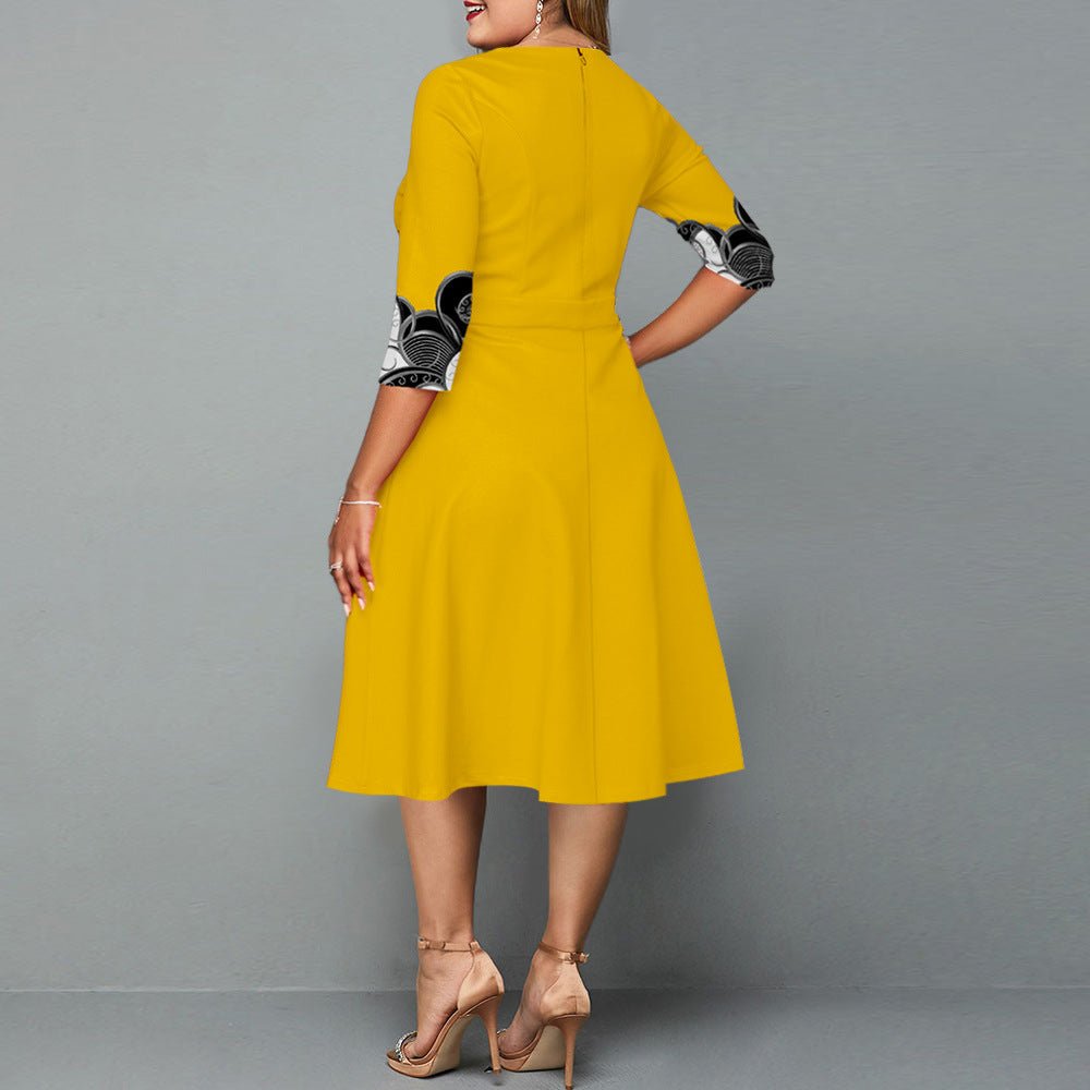 Damen Elegantes Midi Kleid mit Druck - Amazing Mall