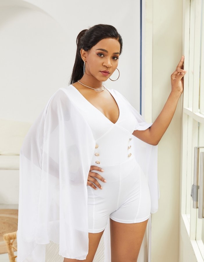 Damen Jumpsuit mit V-Ausschnitt kurz - Amazing Mall
