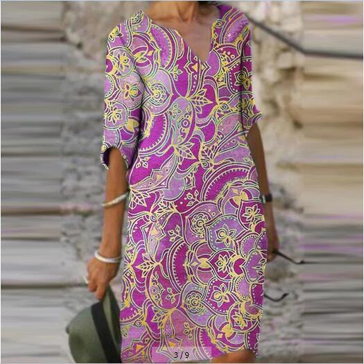 Damen Kleid mit Patchwork Druck - Amazing Mall