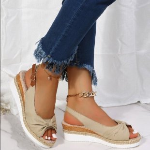 Damen Plateau Peep Toe Sandalen - Amazing Mall