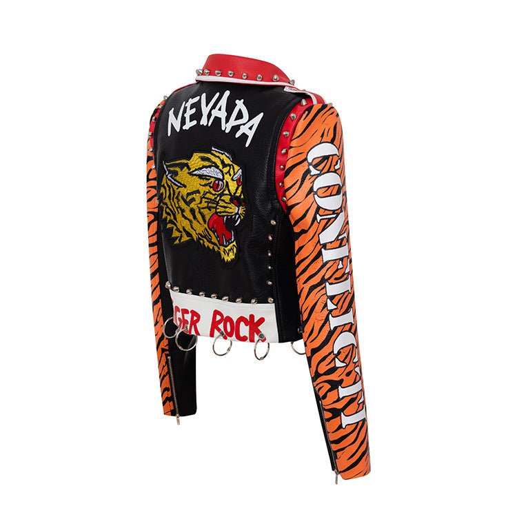 Damen Punk-Stil Kunstleder Jacke Schwarz - Amazing Mall