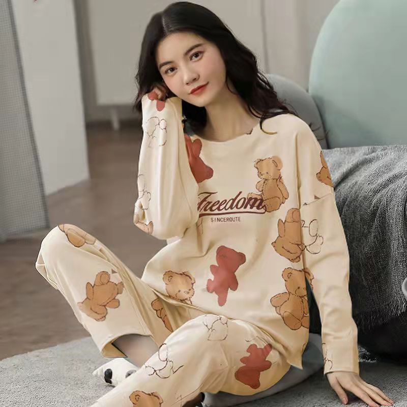 Damen Pyjama süßer Cartoon-Druck Loungewear - Amazing Mall