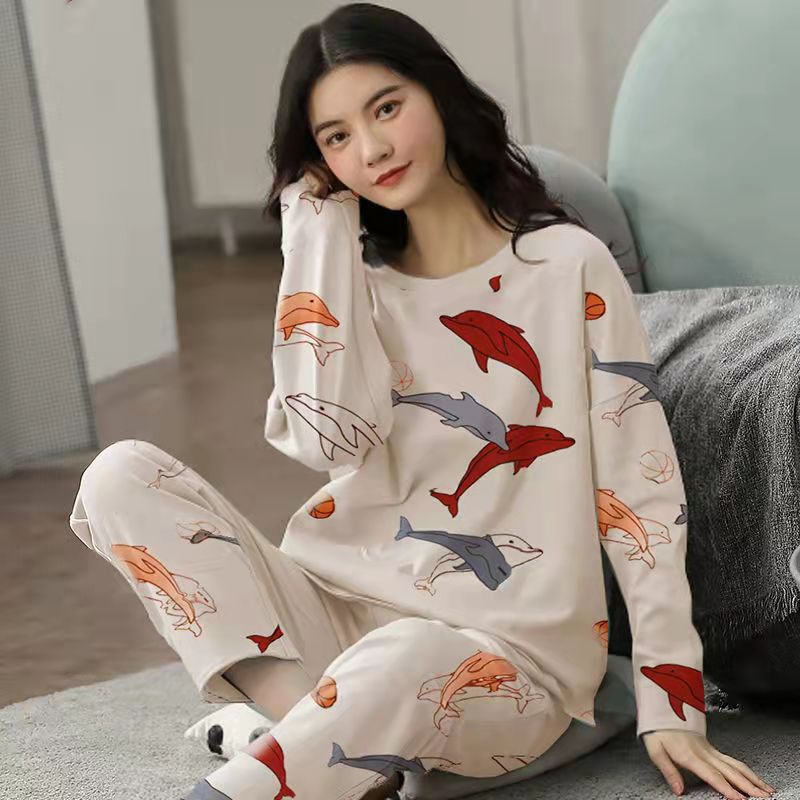 Damen Pyjama süßer Cartoon-Druck Loungewear - Amazing Mall