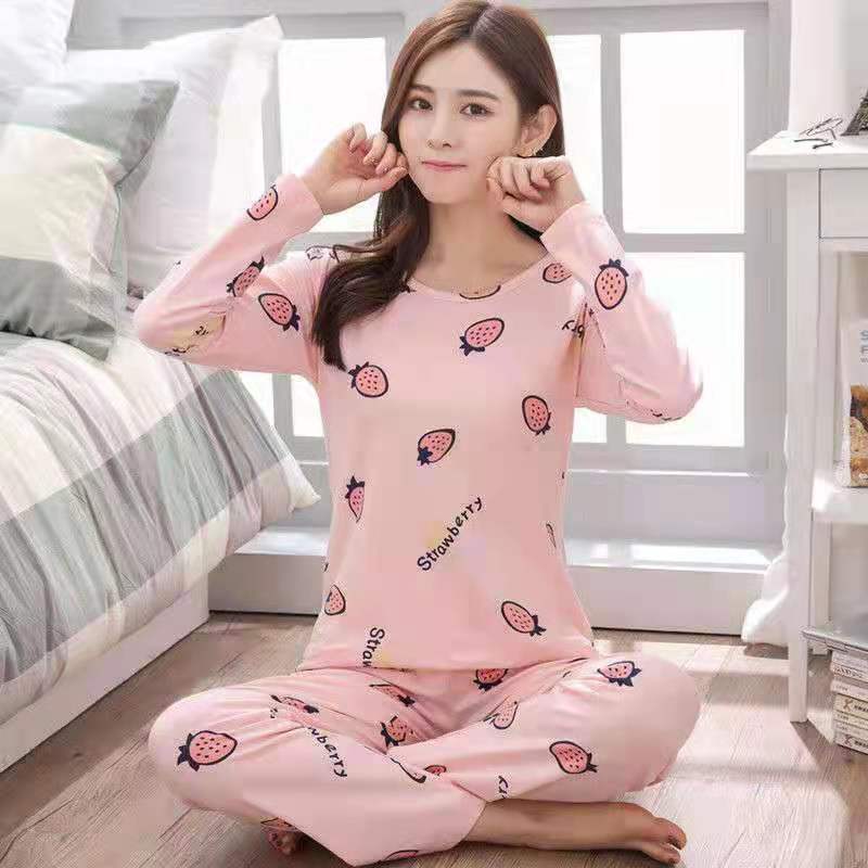 Damen Pyjama süßer Cartoon-Druck Loungewear - Amazing Mall