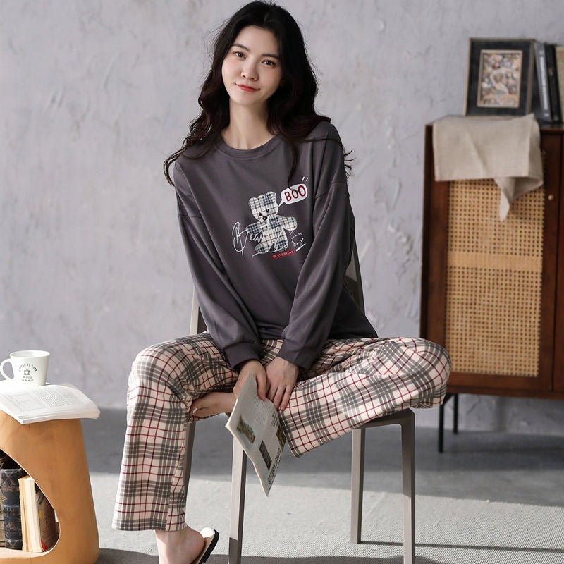 Damen Pyjama süßer Cartoon-Druck Loungewear - Amazing Mall