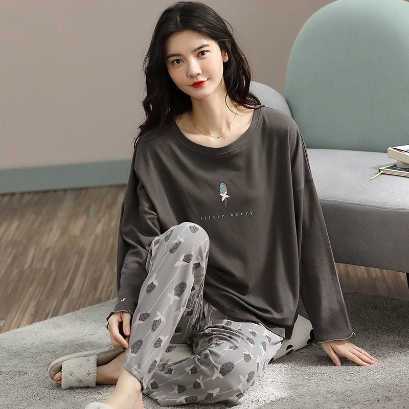 Damen Pyjama süßer Cartoon-Druck Loungewear - Amazing Mall