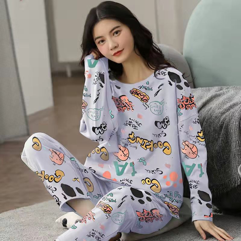 Damen Pyjama süßer Cartoon-Druck Loungewear - Amazing Mall