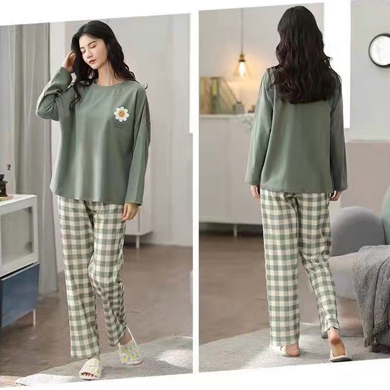 Damen Pyjama süßer Cartoon-Druck Loungewear - Amazing Mall