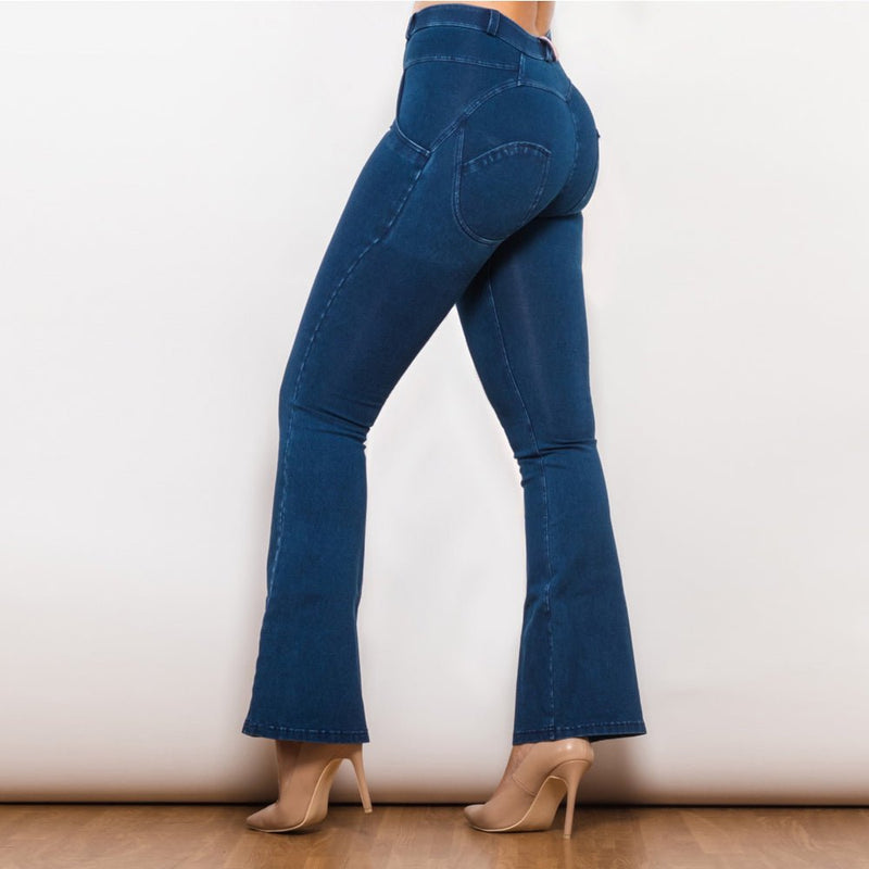 Damen Skinny Flare Denim-Jeans mit weitem Bein - Amazing Mall