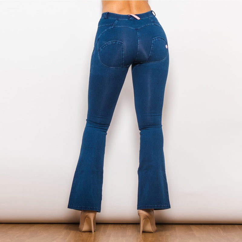 Damen Skinny Flare Denim-Jeans mit weitem Bein - Amazing Mall